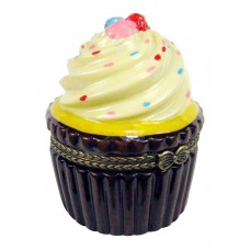 Frosted Cupcake with Sprinkles Porcelain Hinged Trinket Box   